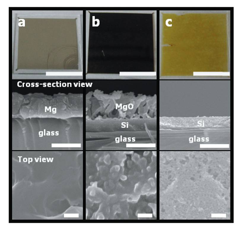 Patterned growth of nanocrystalline silicon thinfilms through magnesiothermic reduction of soda lime glass